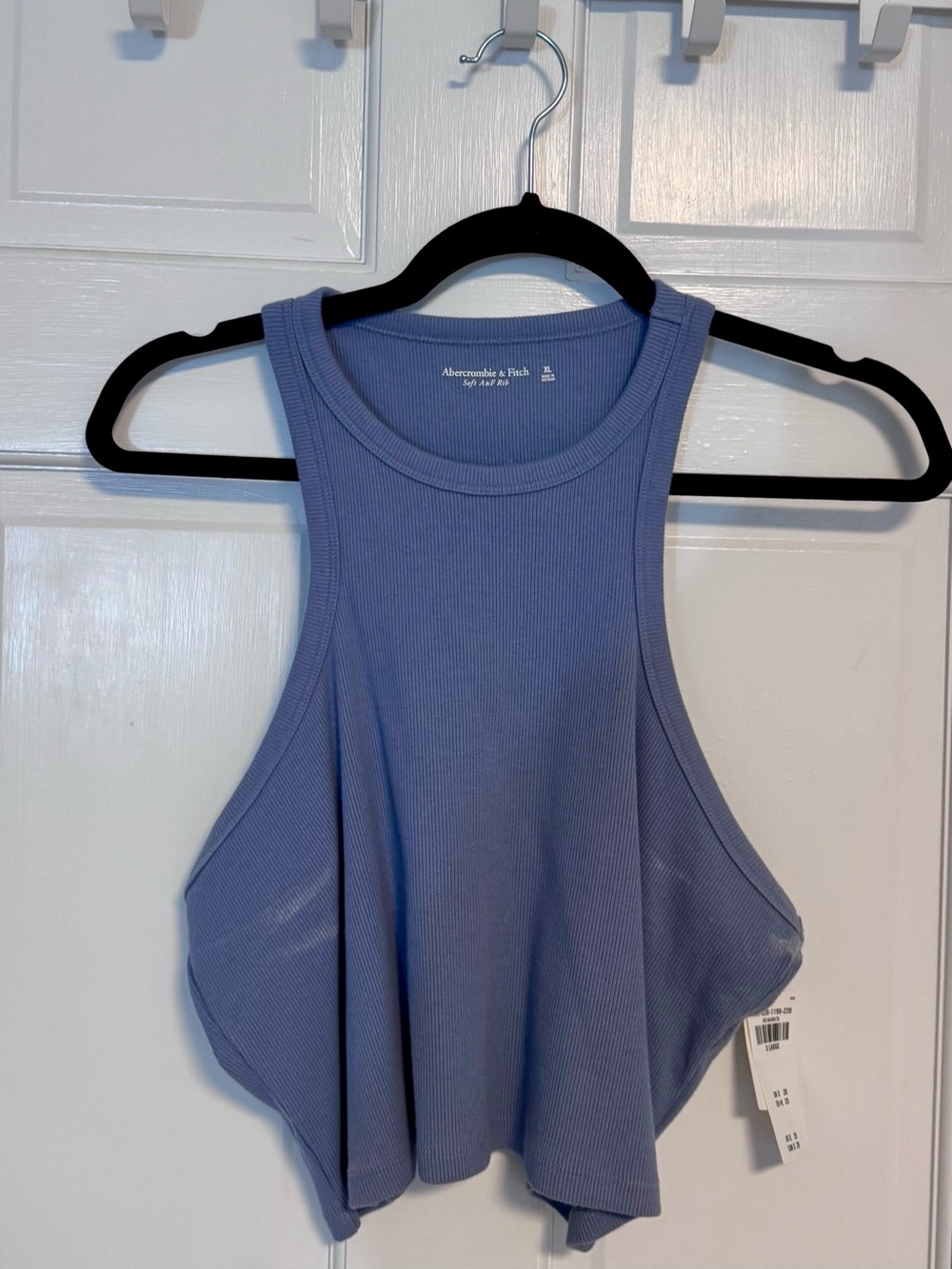 Abercrombie & Fitch | Ribbed Cropped High-Neck Tank, Dusty Blue, Size XL - NWT